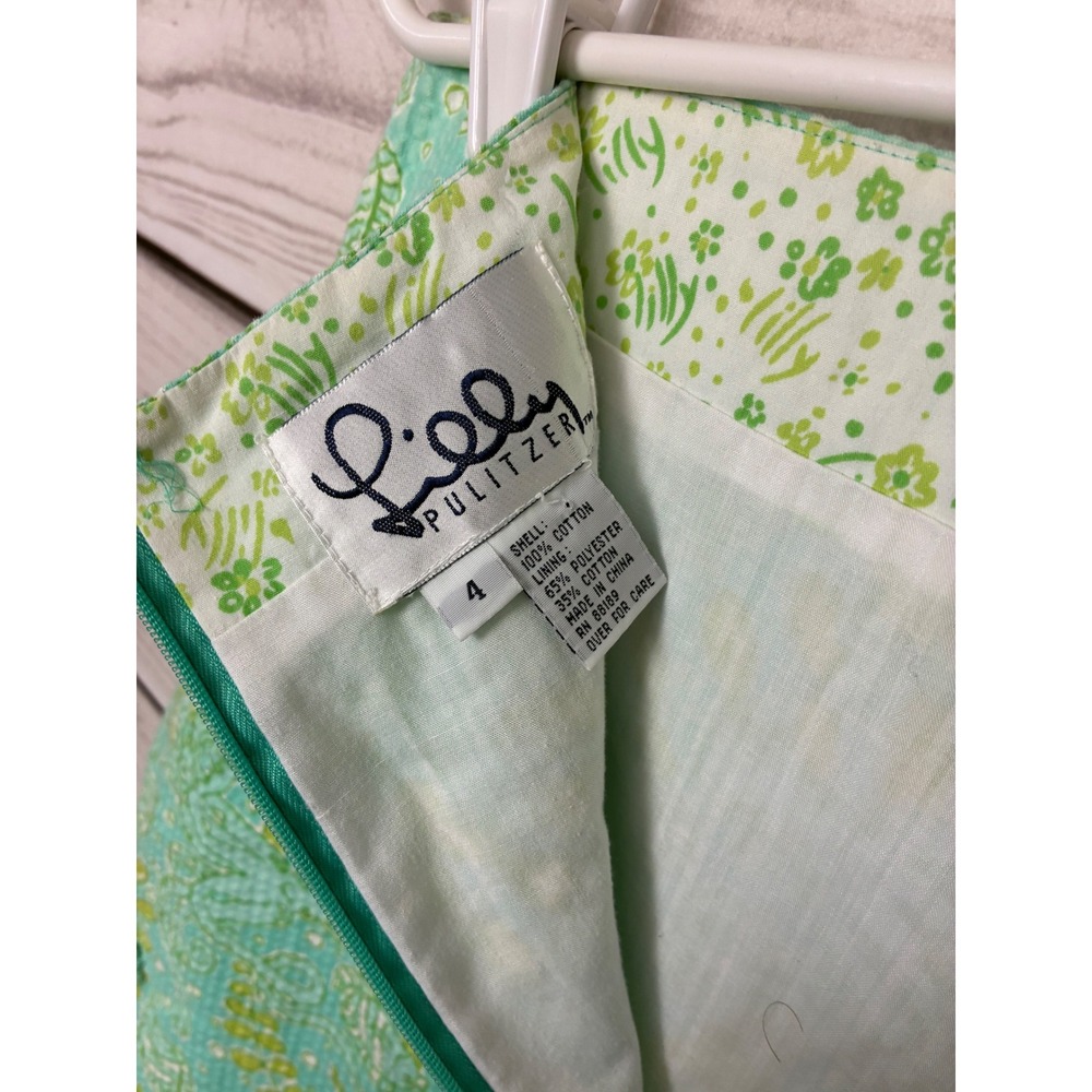 Lilly Pulitzer Turquoise Green Octopus Seersucker Bow Mini Skirt Womens 4 - Picture 6 of 8
